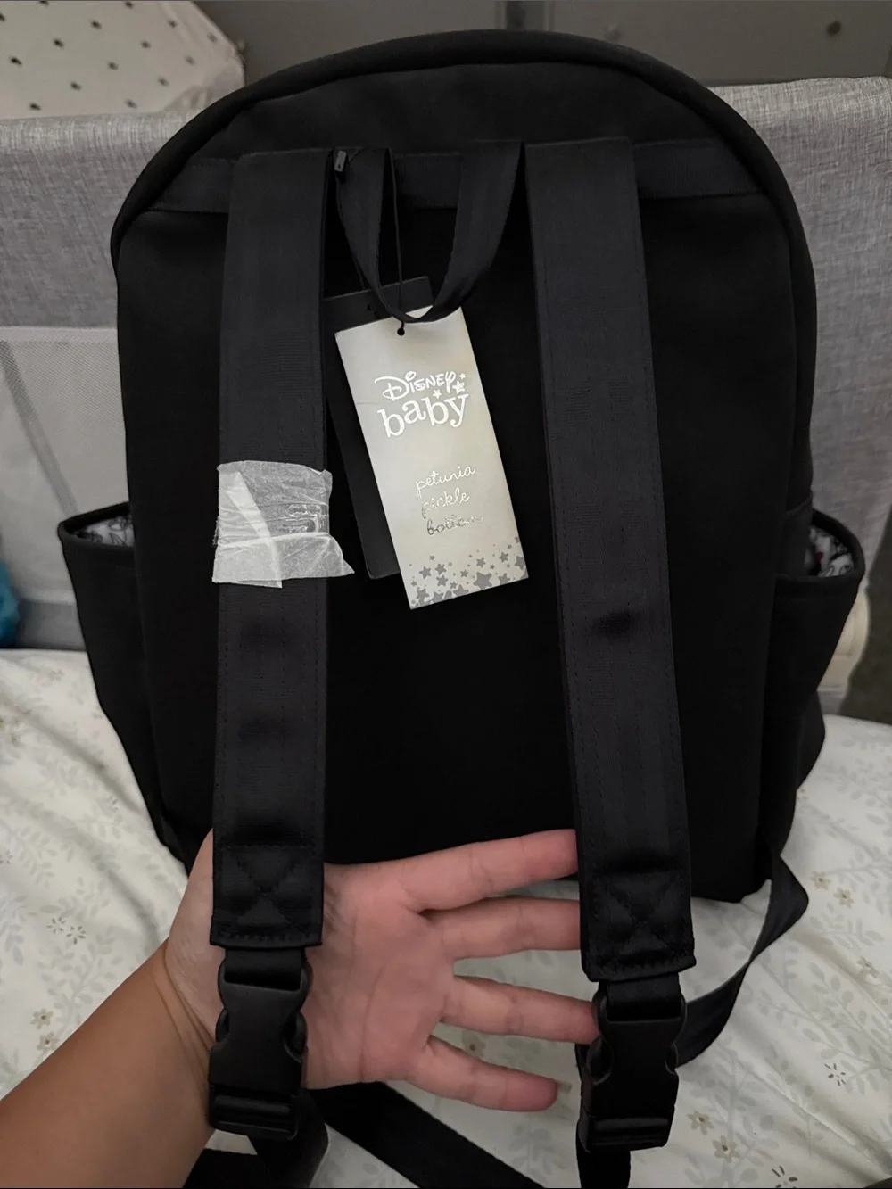 Petunia Pickle Bottom Black Backpack with Red Bow Accents